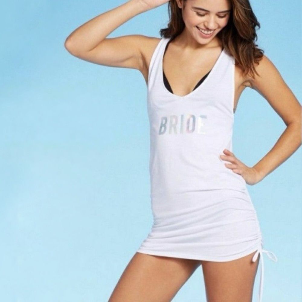 Xhilaration - Bride white Ruched Coverup Tank